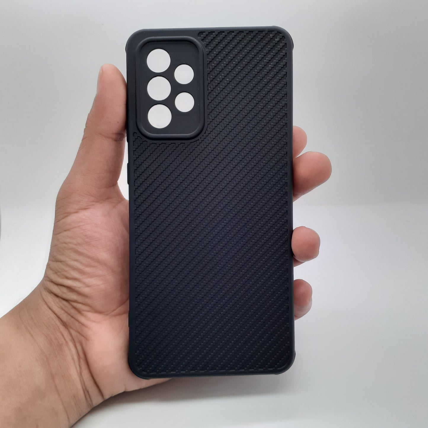 Samsung A52 Carbon Fiber texture Hard Rubber armour back cover shock-porof case