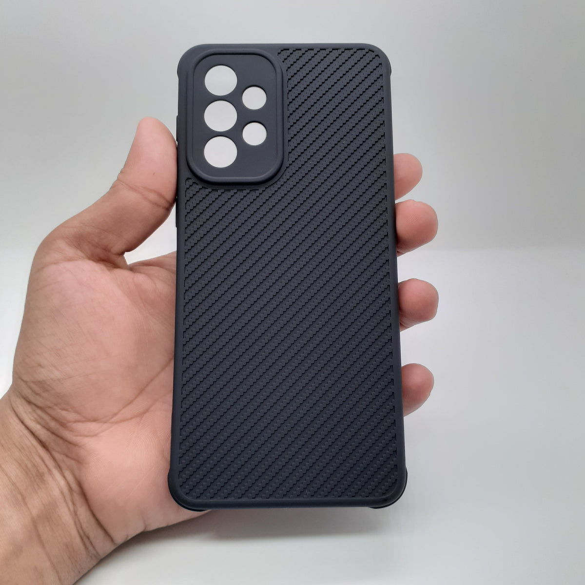 Samsung A33 5G Carbon Fiber texture Hard Rubber armour back cover shock-porof case