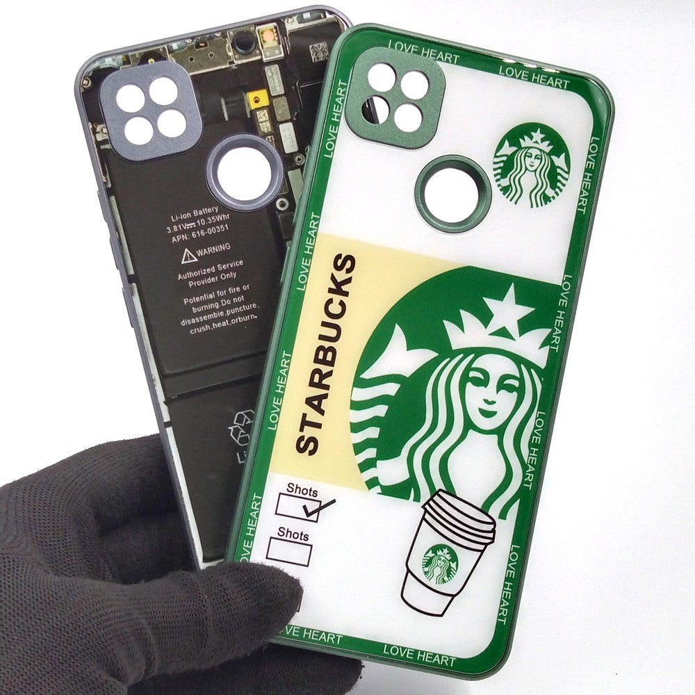 Redmi 9C pack of 2 Glass Back Covers Stabucks and Circuit Design