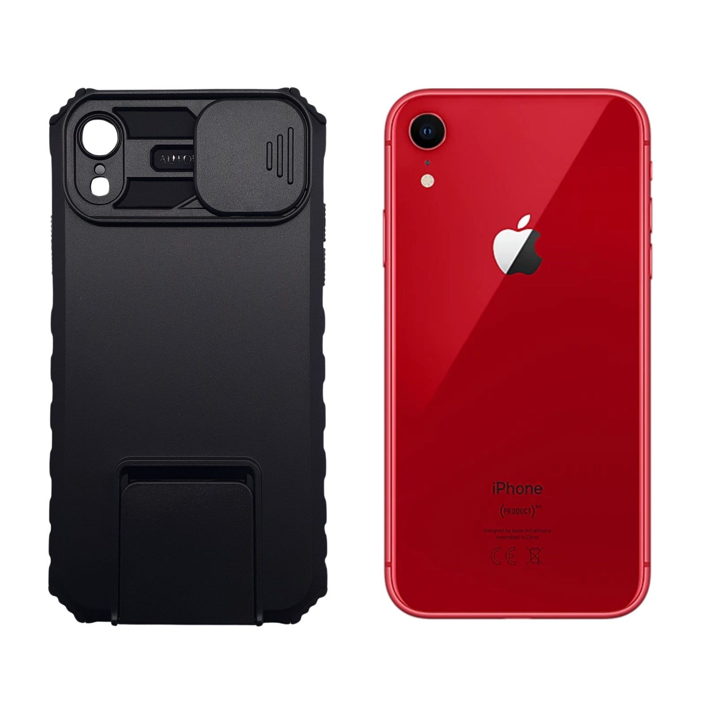 iPhone XR Rugged Protective Phone Case with Camera Lens Slide Cover and Integrated Kickstand for Hands-Free Viewing and Enhanced Privacy
