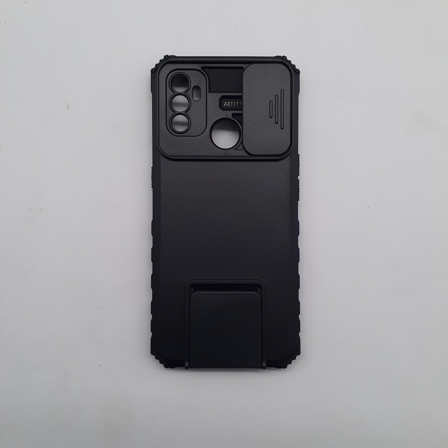 OPPO A53 Camera Slide Protector Case, Heavy Duty Shockproof Cover with Built-in Kickstand, Full Protection Hard Shell for OPPO A53 2020