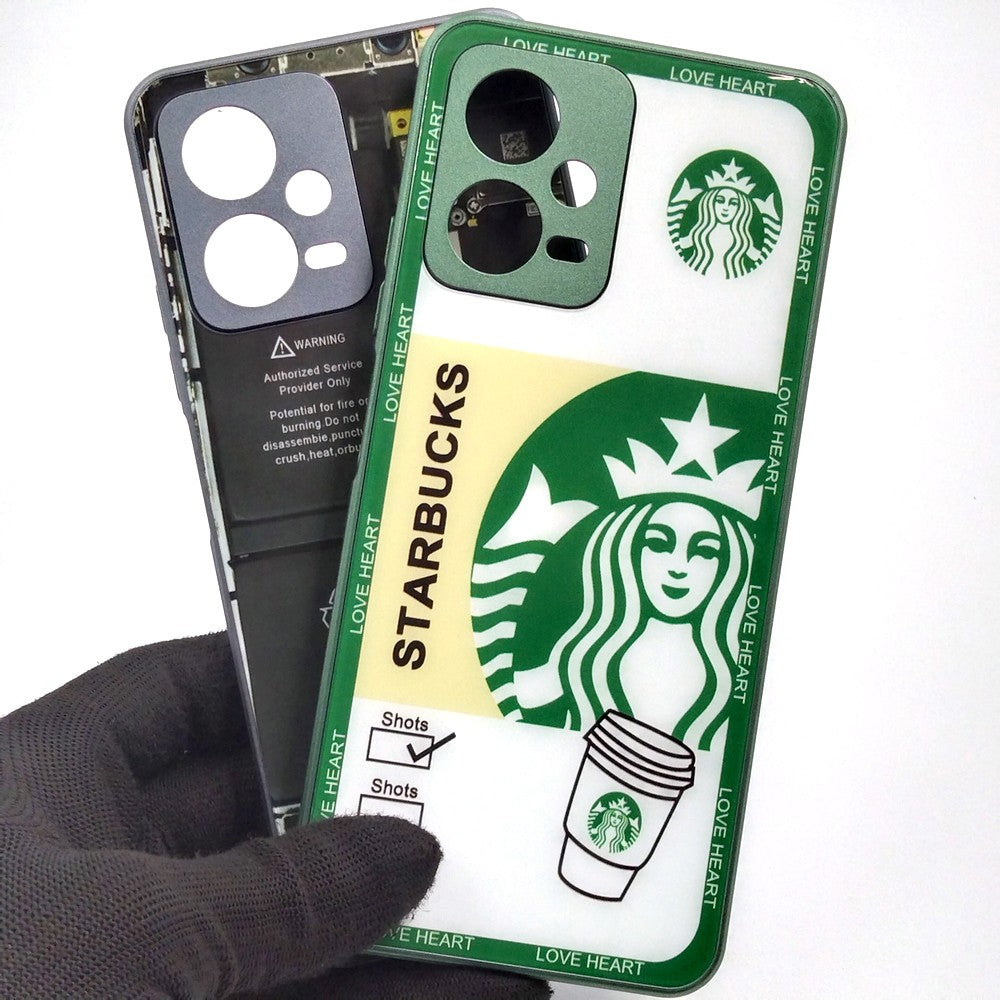 Redmi Note 12 pack of 2 Glass Back Covers Stabucks and Circuit Design