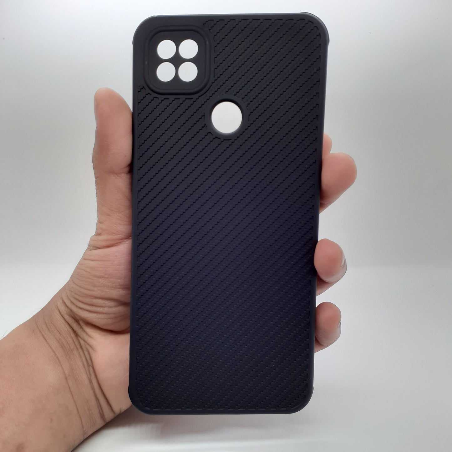 Redmi 9C Carbon Fiber texture Hard Rubber armour back cover shock-porof case
