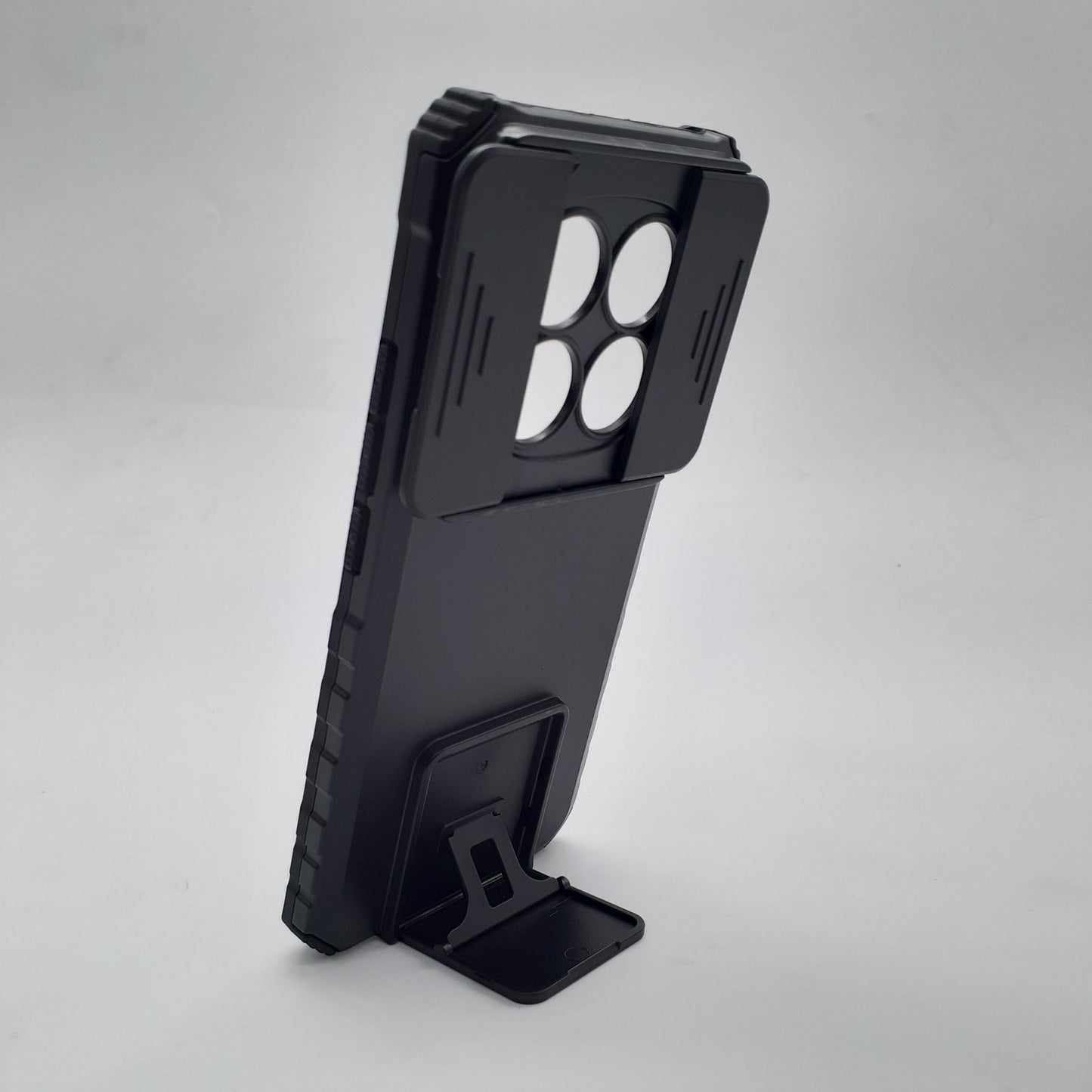 Redmi Note 14 Pro Dual Layer Shockproof Phone Case with Slide Camera Lens Protection and 360¡ Ring Kickstand Holder