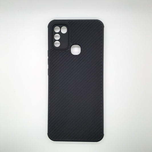 infinix Hot 10 Play Carbon Fiber texture Hard Rubber armour back cover shock-porof case