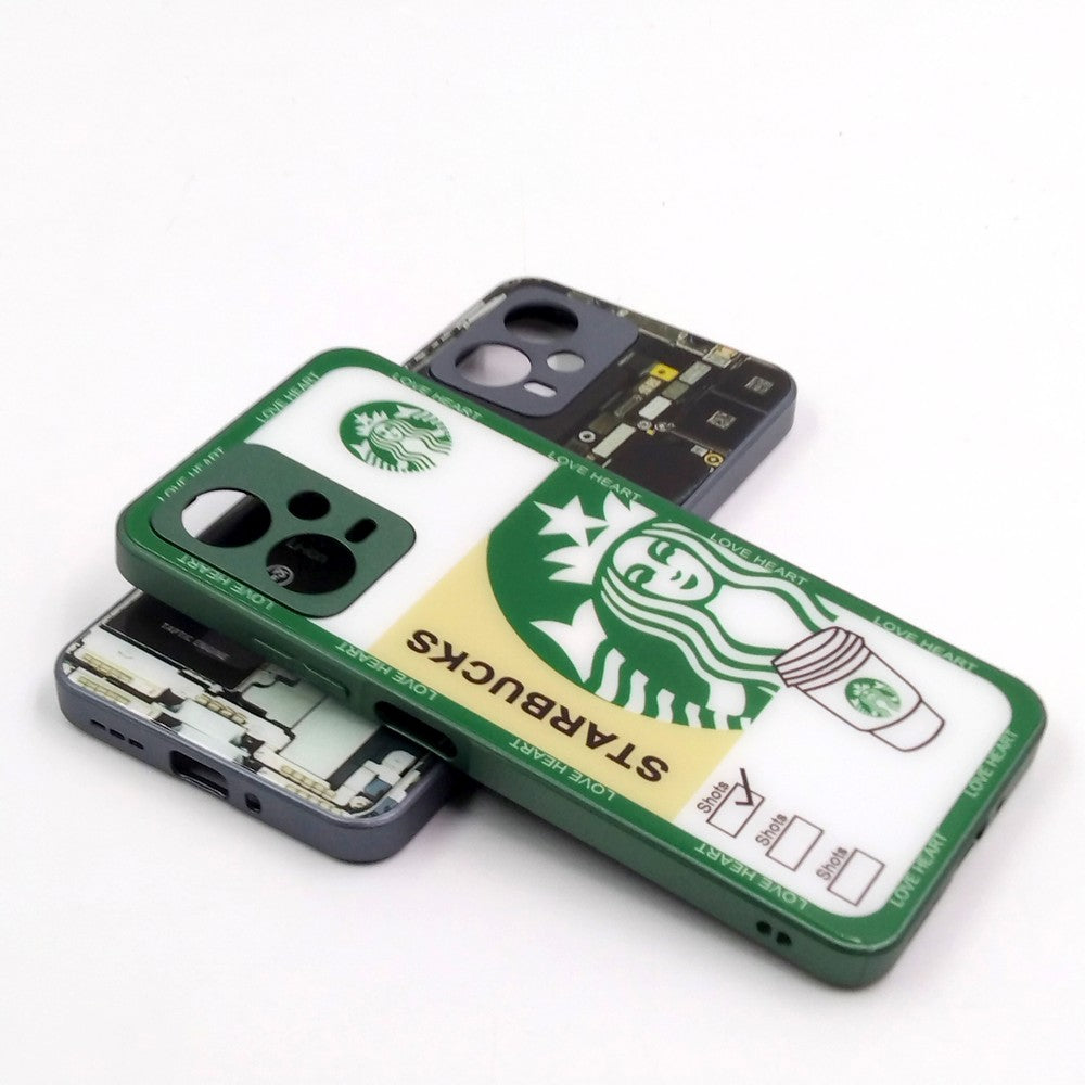 Redmi Note 12 pack of 2 Glass Back Covers Stabucks and Circuit Design