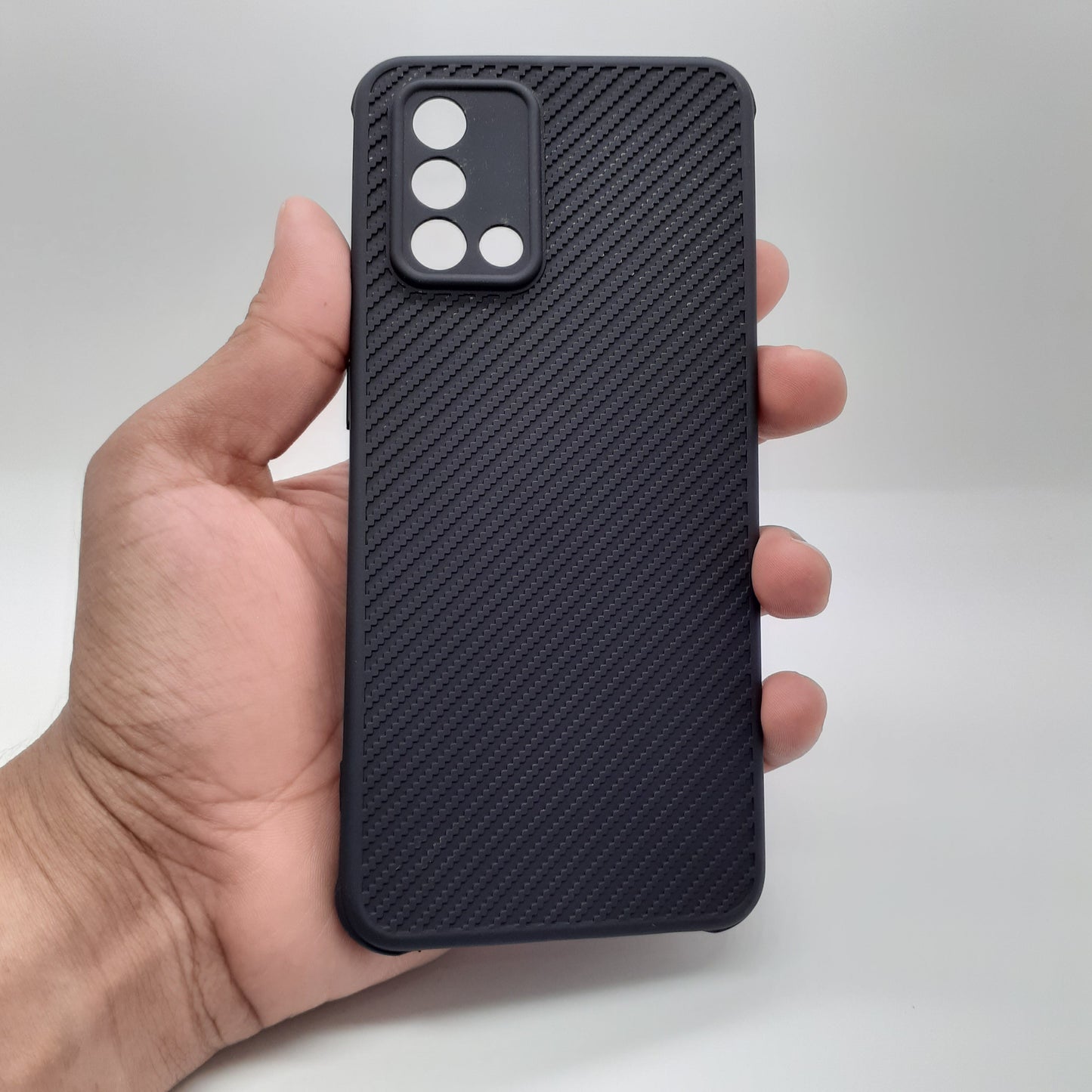 OPPO A74 Carbon Fiber texture Hard Rubber armour back cover shock-porof case