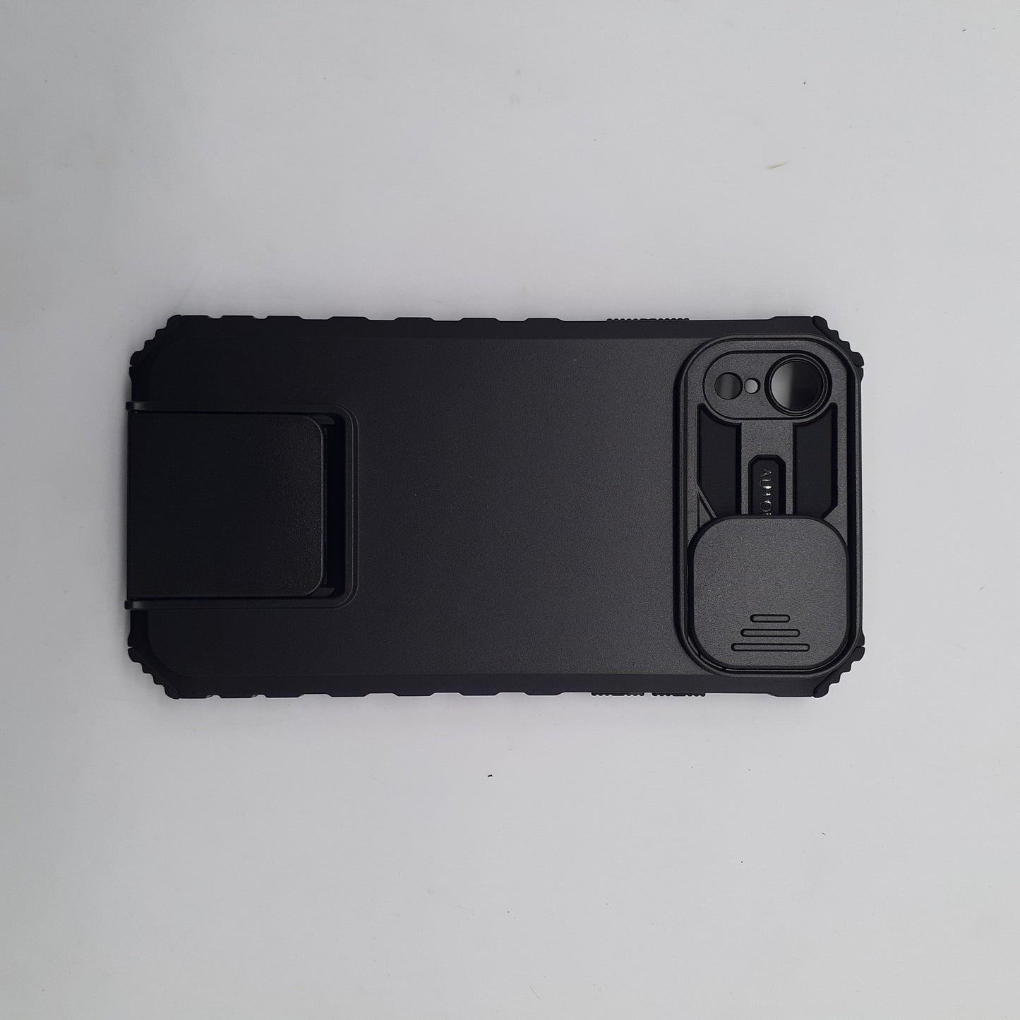 iPhone XR Rugged Protective Phone Case with Camera Lens Slide Cover and Integrated Kickstand for Hands-Free Viewing and Enhanced Privacy