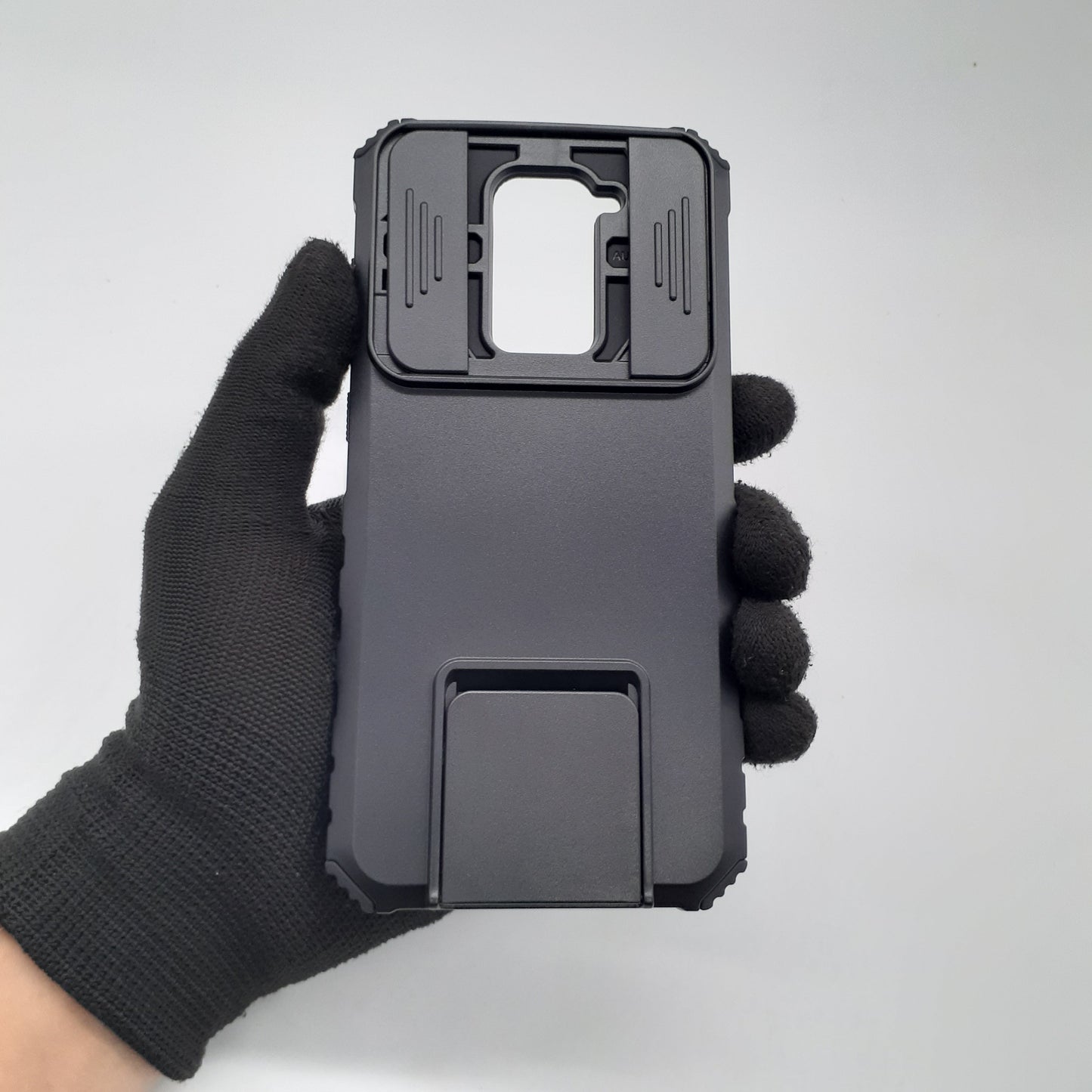 Redmi Note 9 Case, Heavy Duty Shockproof Full-Body Protective Cover with Sliding Camera Lens Protector and Built-in Kickstand for Video Viewing.