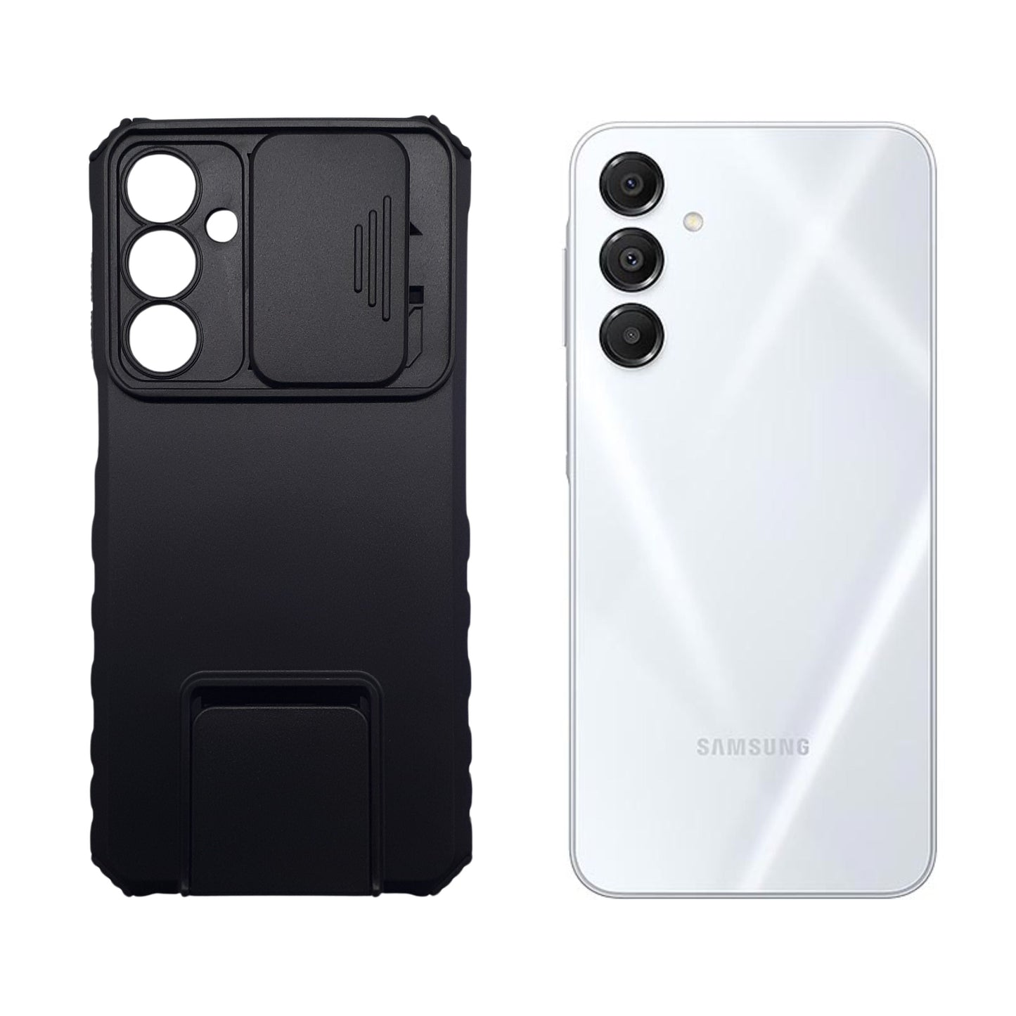 Samsung A16 Shockproof Hybrid Case with Sliding Camera Lens Protection and Integrated Ring Stand Holder, Heavy Duty TPU+PC Cover