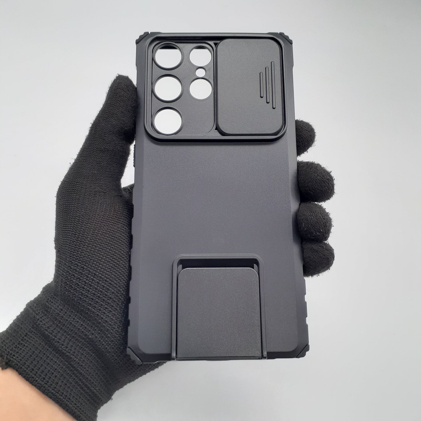 Samsung S23 Ultra Heavy Duty Shockproof Phone Case with Slide Camera Cover and Integrated Kickstand for Hands-Free Viewing