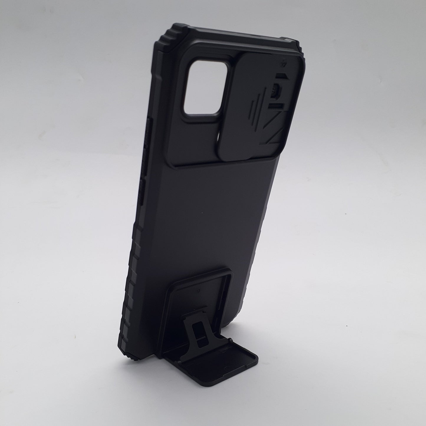OPPO A15 Slide Camera Lens Protection Case with Built-in 360 Degree Rotatable Ring Kickstand Holder, PC + TPU Military Grade Shockproof Cover