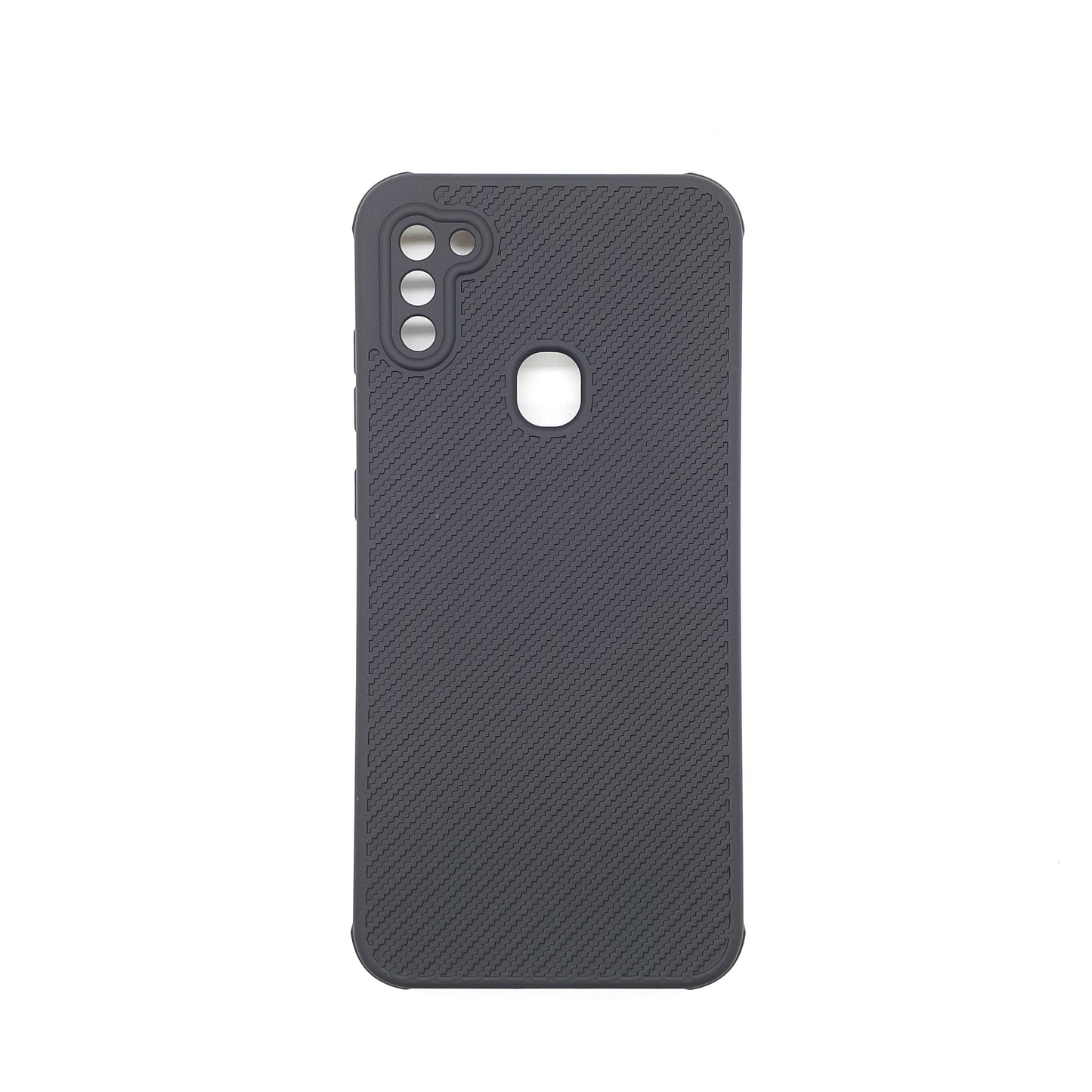 Samsung A11 Carbon Fiber texture Hard Rubber armour back cover shock-porof case