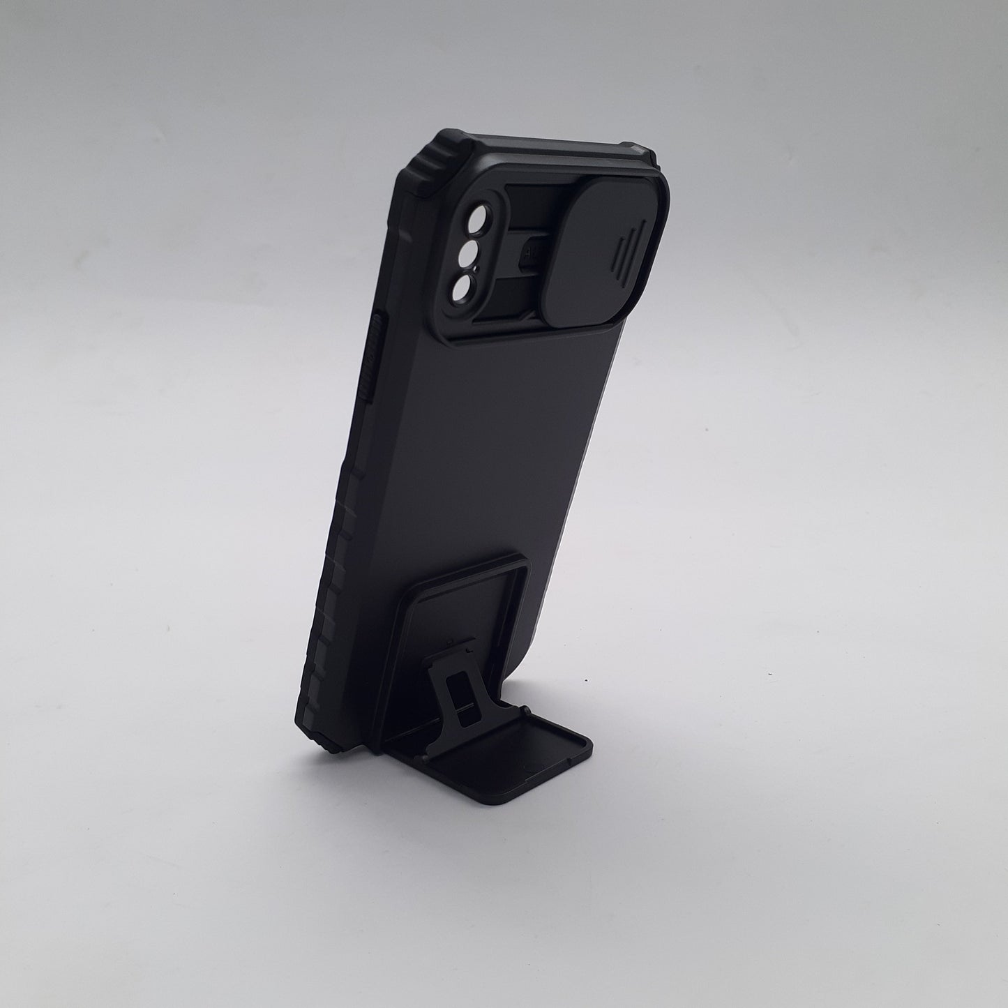 iPhone X Heavy Duty Shockproof Case with Camera Slide Cover and Integrated Kickstand Built-in Stand Full Body Protective Cover