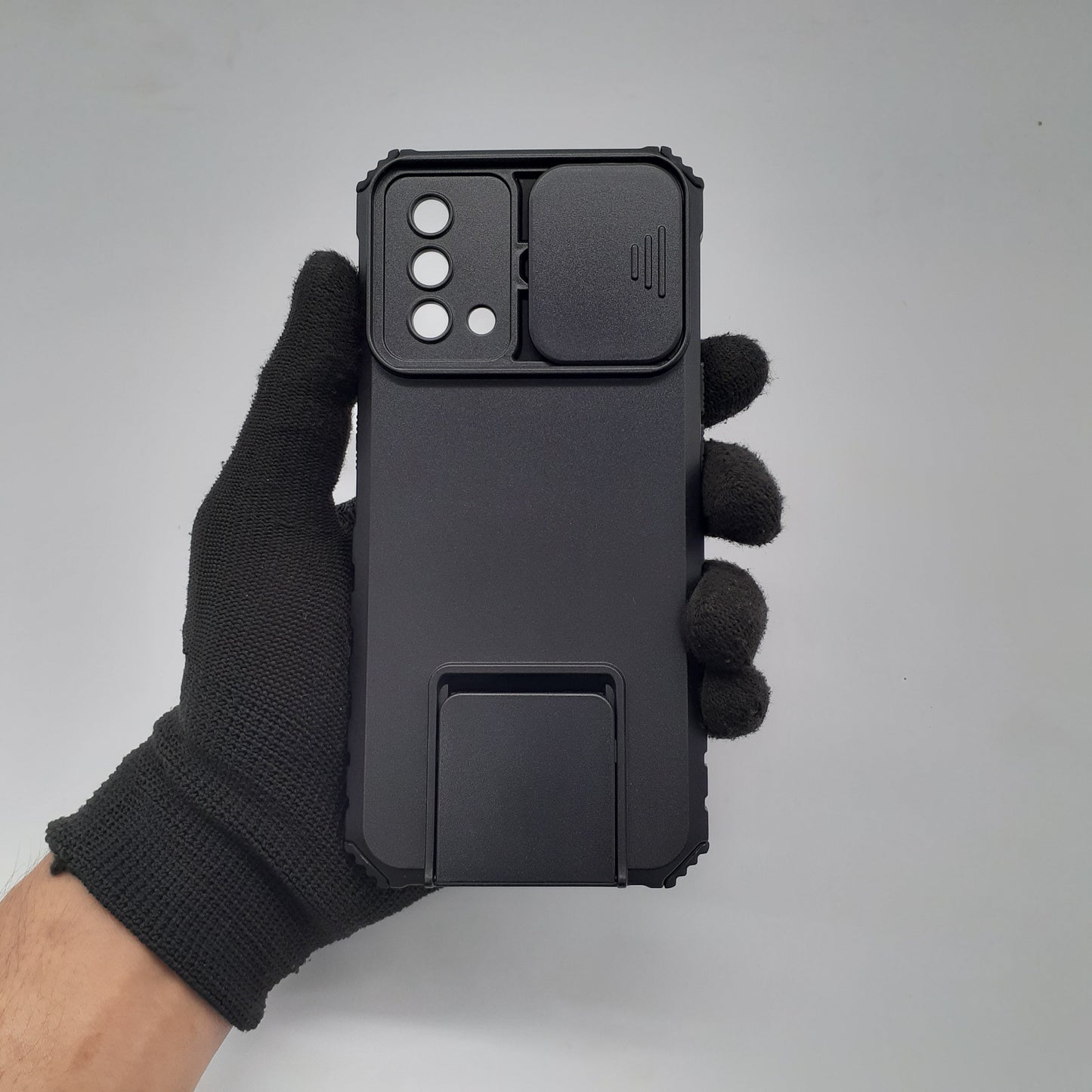 OPPO A74 4G/5G Heavy Duty Shockproof Phone Case with Camera Slide Cover, Credit Card Holder Slots, and Built-in 360¡ Rotate Ring Stand/Kickstand