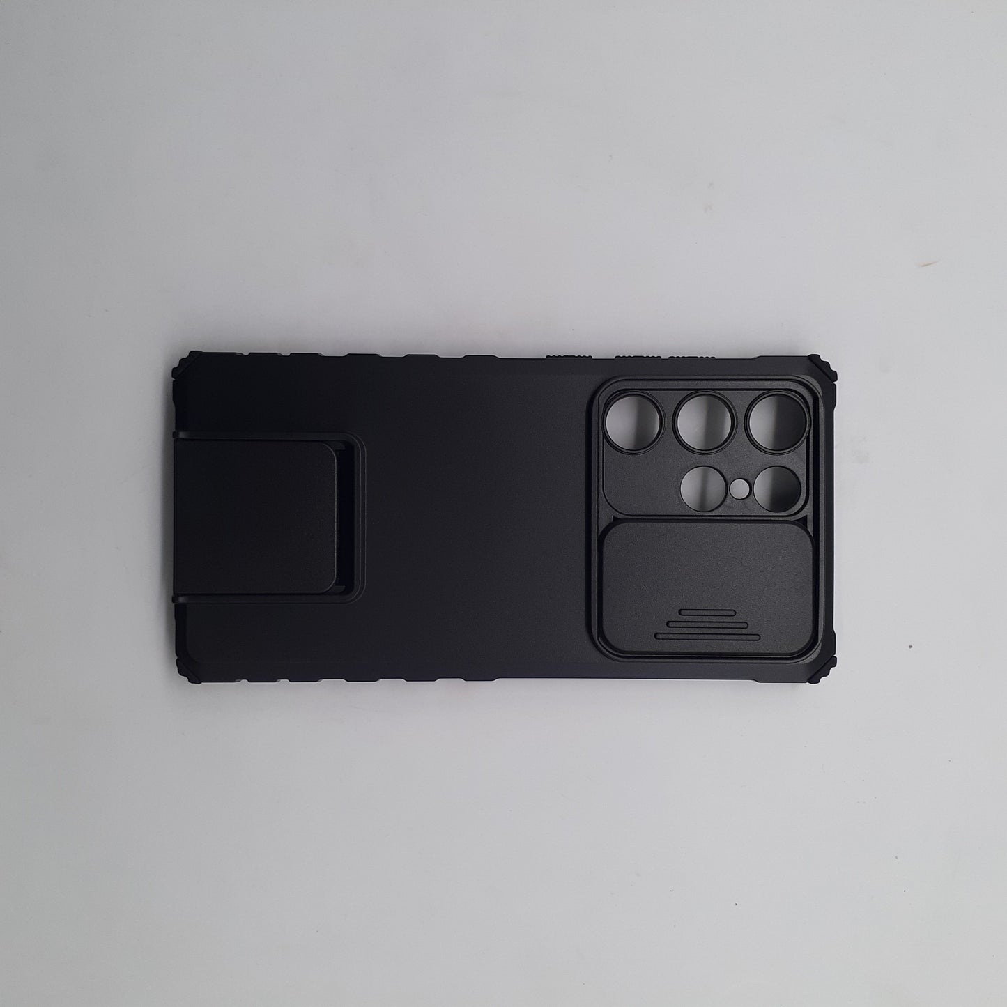 Samsung S23 Ultra Heavy Duty Shockproof Phone Case with Slide Camera Cover and Integrated Kickstand for Hands-Free Viewing