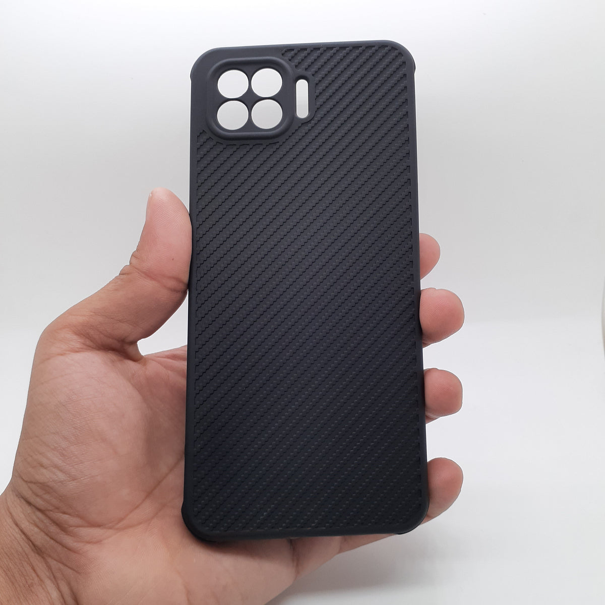 OPPO F17 Pro Carbon Fiber texture Hard Rubber armour back cover shock-porof case