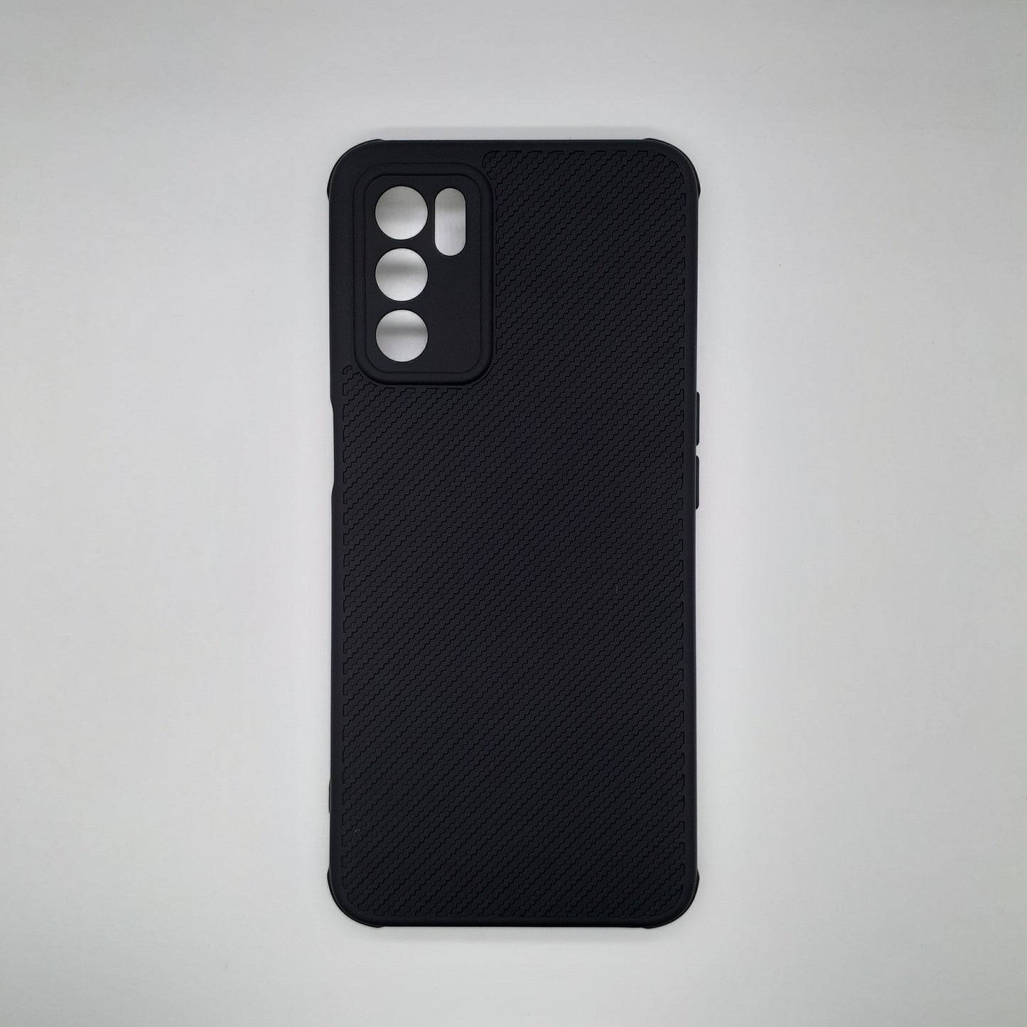OPPO A16 Carbon Fiber texture Hard Rubber armour back cover shock-porof case