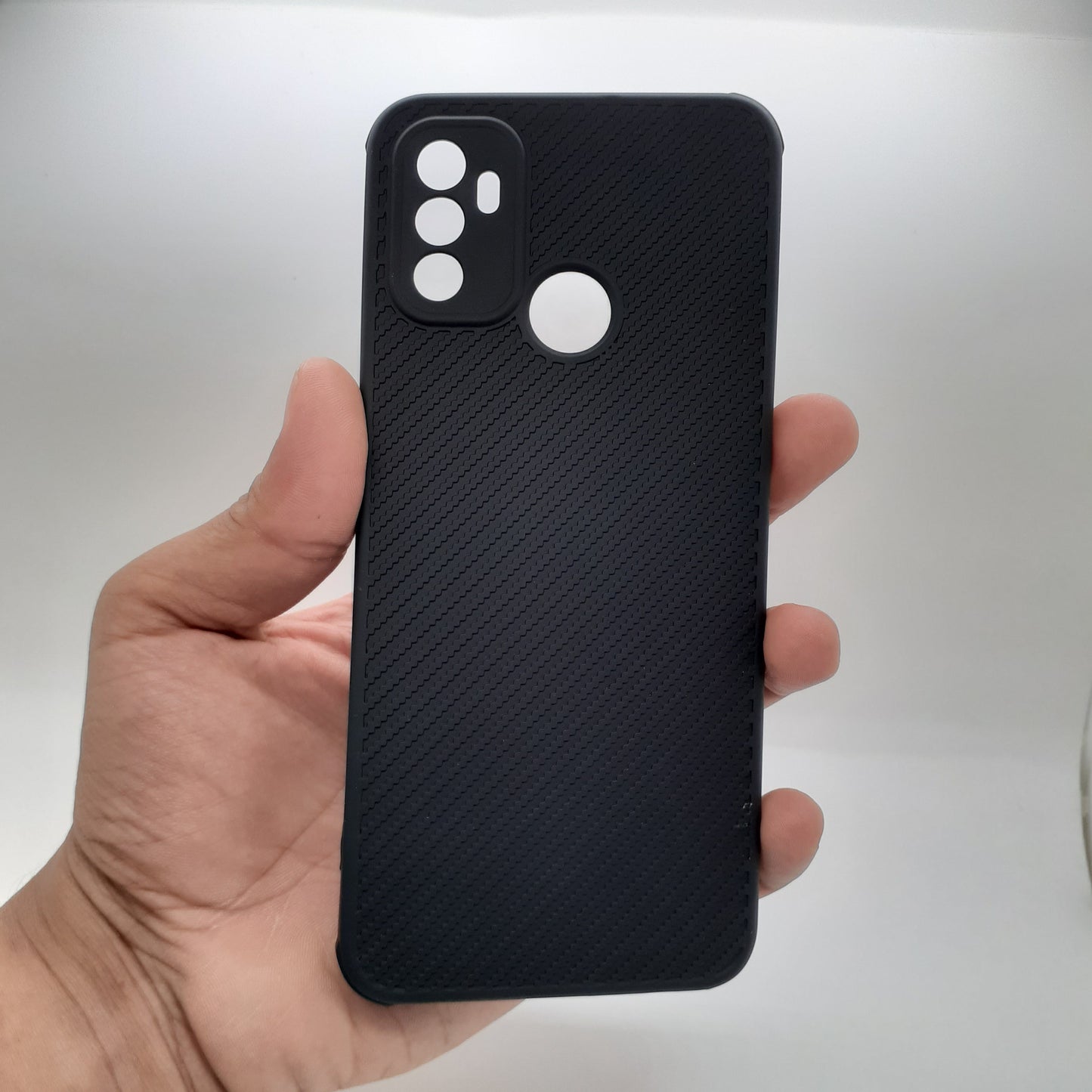 OPPO A53 Carbon Fiber texture Hard Rubber armour back cover shock-porof case