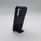 Samsung S21 FE Heavy Duty Shockproof Phone Case with Slide Camera Lens Protector Cover and Built-in Kickstand Ring Holder Black