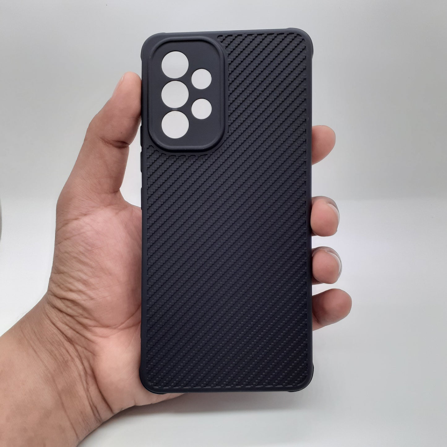 Samsung A53 Carbon Fiber texture Hard Rubber armour back cover shock-porof case