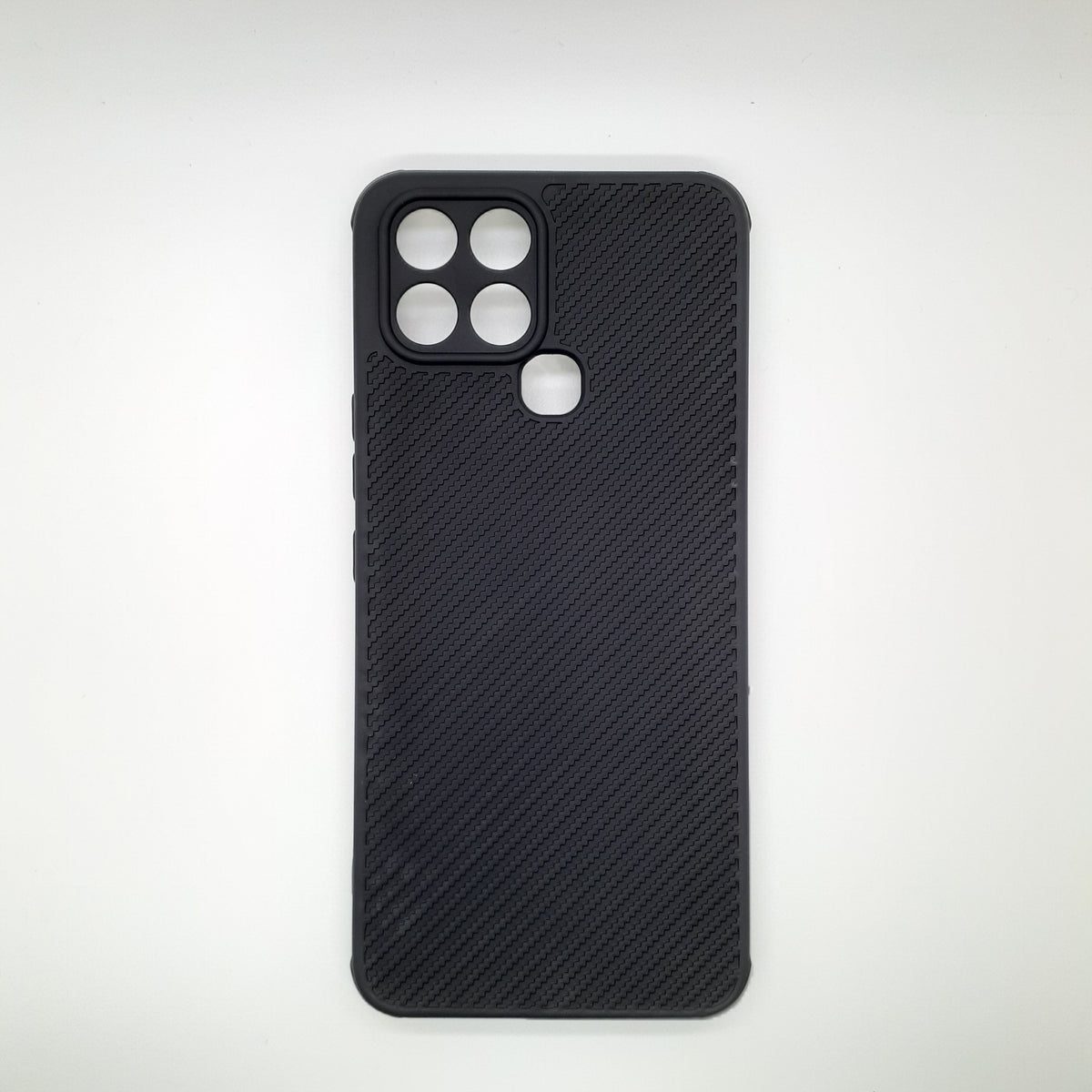 infinix Smart 6 Carbon Fiber texture Hard Rubber armour back cover shock-porof case