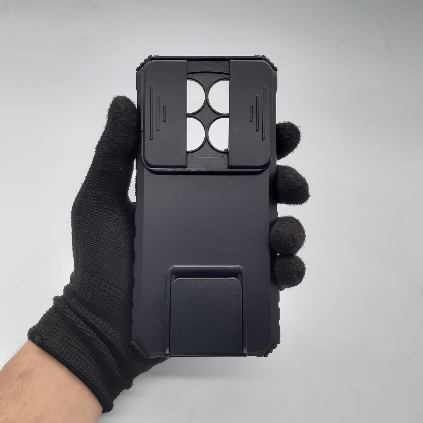 Redmi Note 14 Pro Dual Layer Shockproof Phone Case with Slide Camera Lens Protection and 360¡ Ring Kickstand Holder