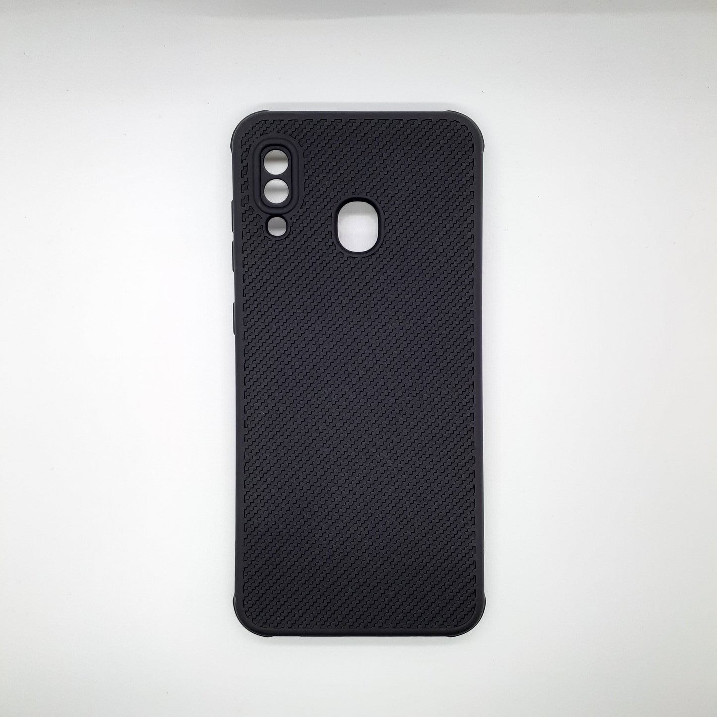 Samsung A20 Carbon Fiber texture Hard Rubber armour back cover shock-porof case