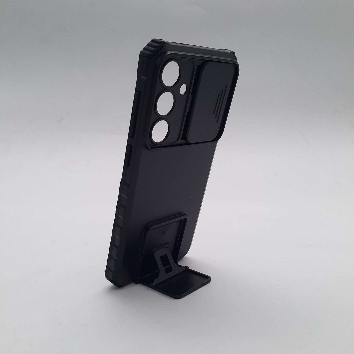 Samsung S24 FE Case, Heavy Duty Shockproof Cover with Sliding Camera Protection and Integrated Kickstand for Hands-Free Viewing