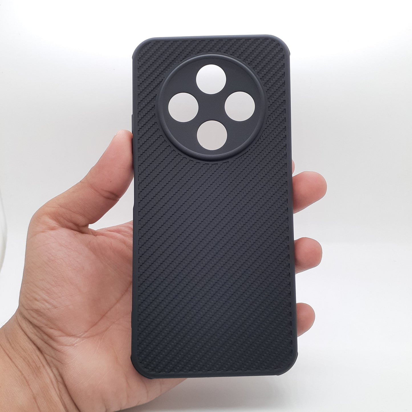 Tecno Spark 30C Carbon Fiber texture Hard Rubber armour back cover shock-porof case