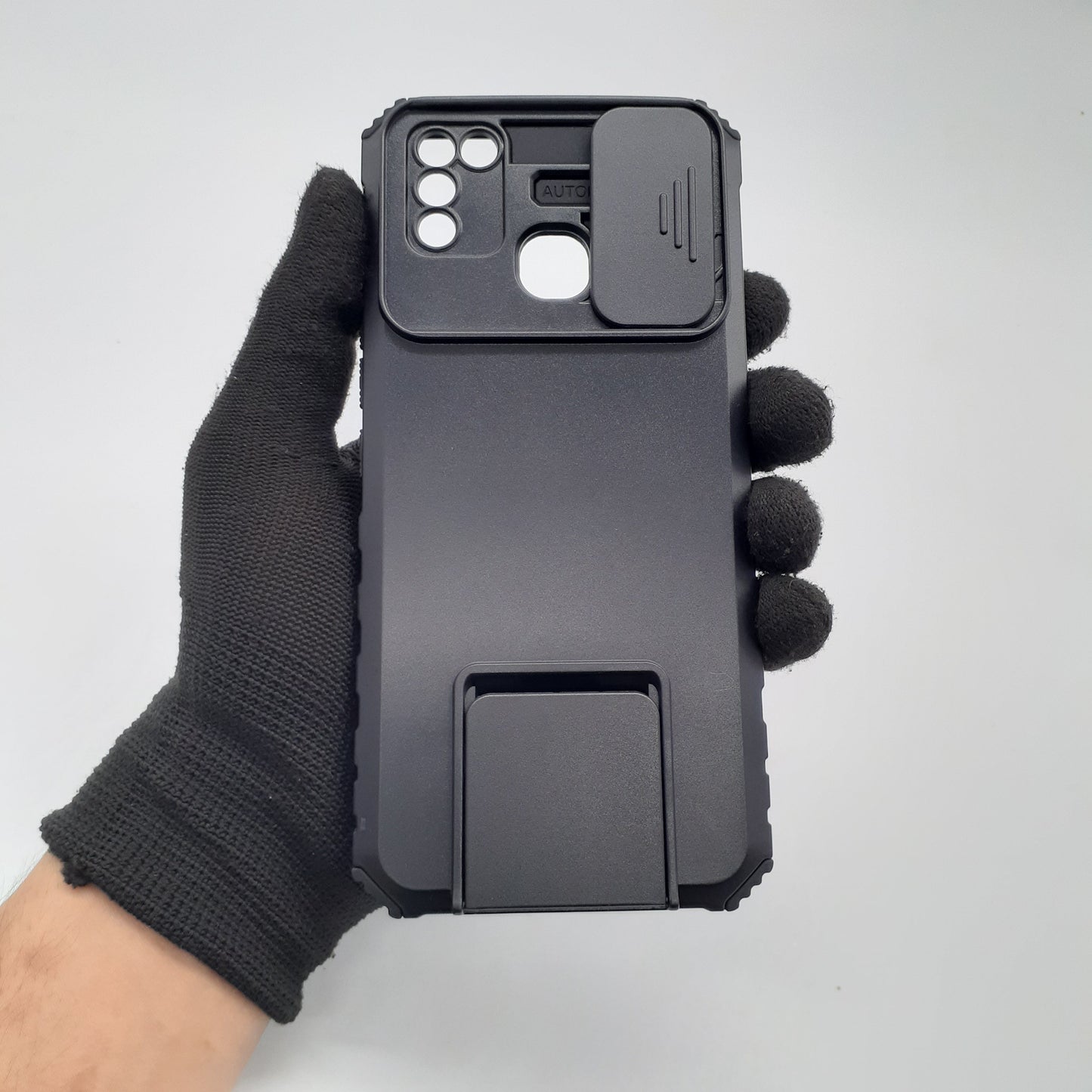 infinix Smart 5 CamShield Armor Case with Sliding Lens Camera Cover and Integrated Kickstand for Ultimate Protection and Hands-Free Viewing
