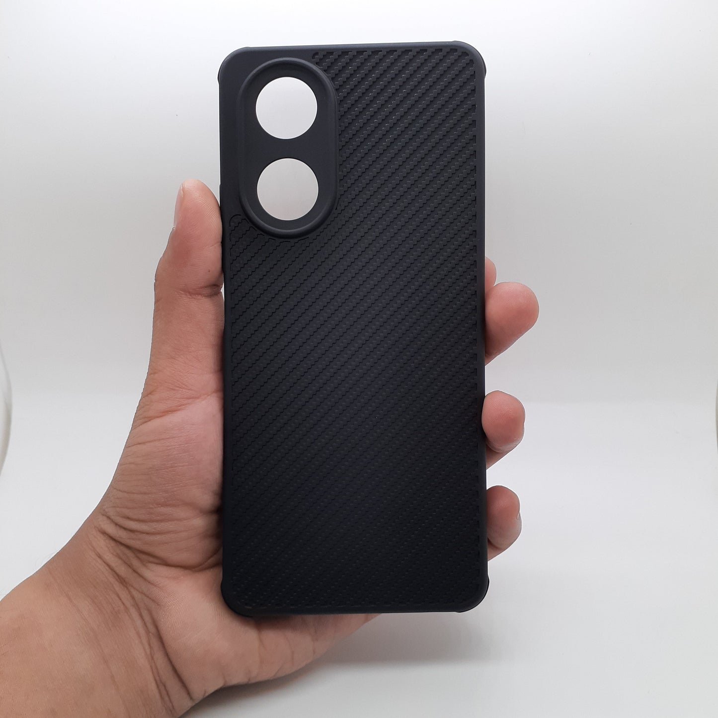 OPPO A58 Carbon Fiber texture Hard Rubber armour back cover shock-porof case