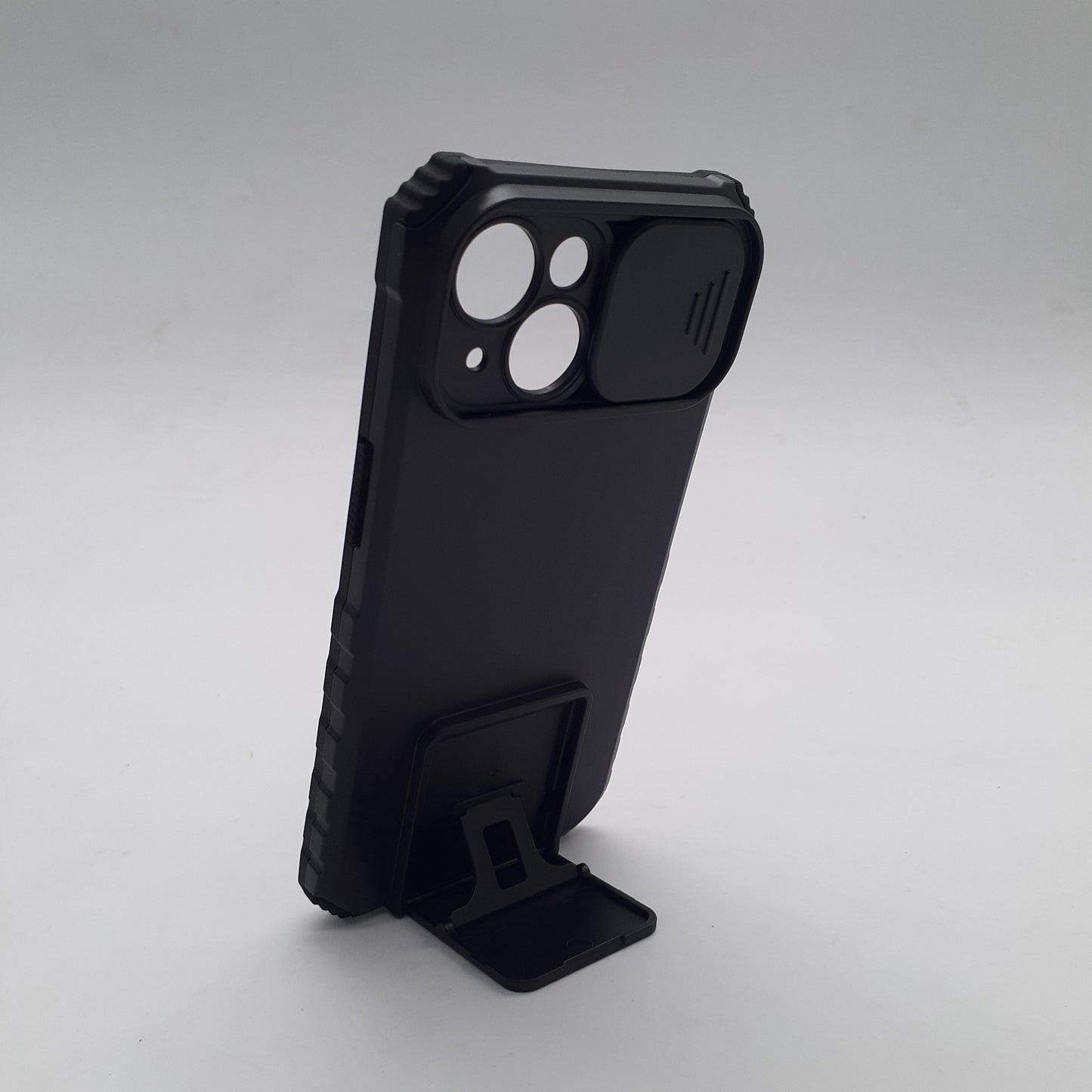 iPhone 15 Heavy Duty Shockproof Case with Slide Camera Cover and Integrated Kickstand for Maximum Protection and Hands-Free Viewing