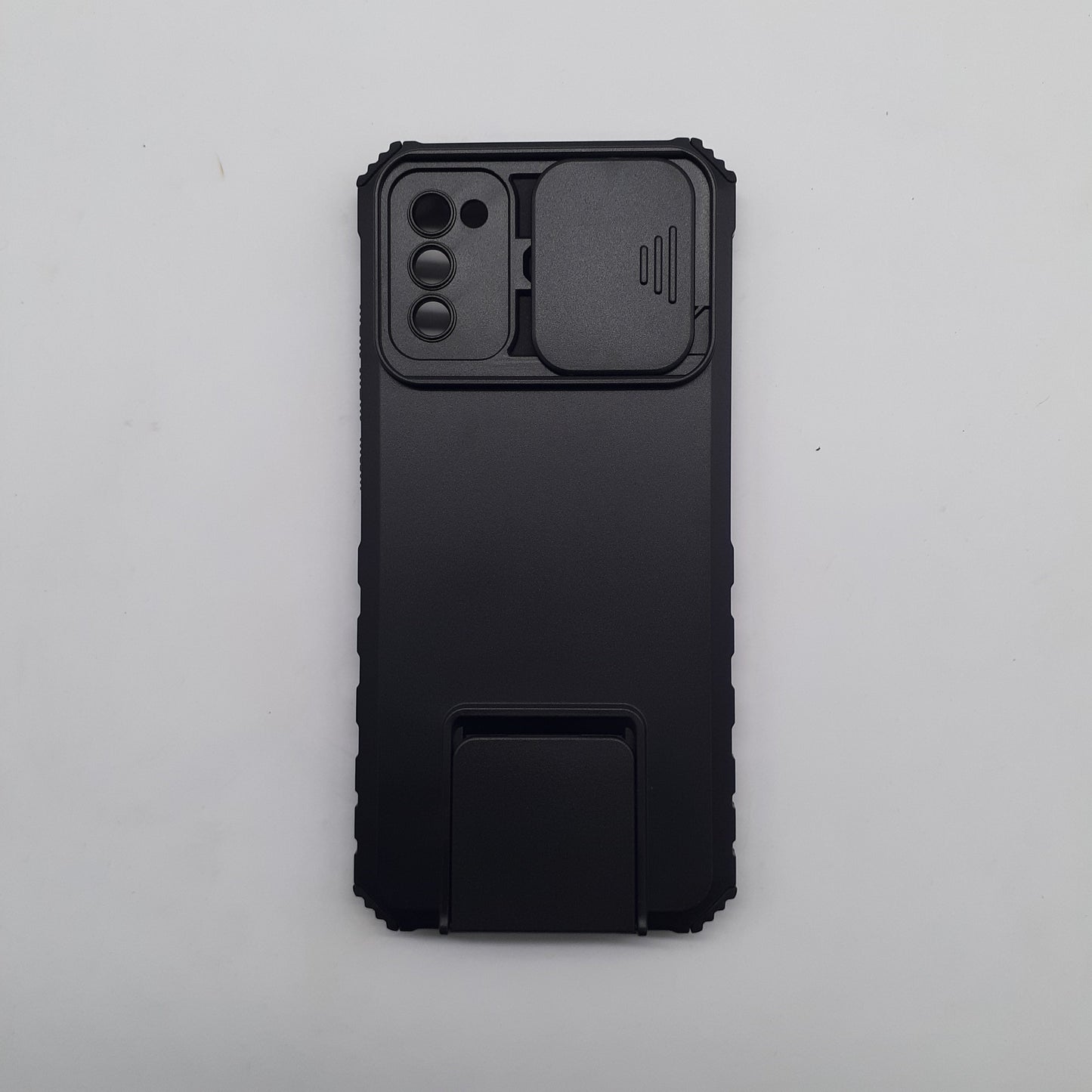 Samsung A02s Case, Heavy Duty Shockproof Protective Cover with Sliding Camera Lens Protector and Foldable Kickstand Built-in Stand