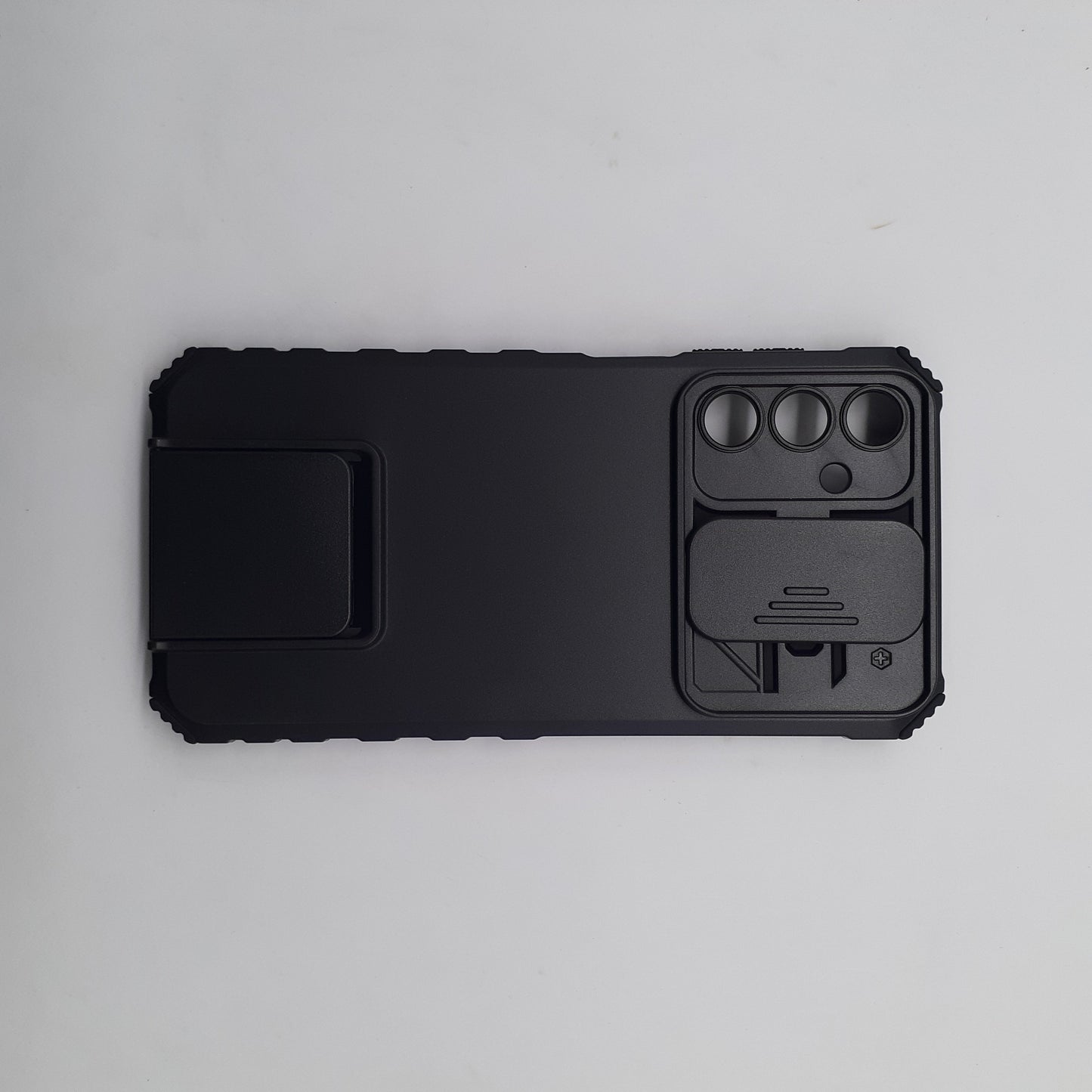 Samsung A15 Heavy Duty Protective Phone Case with Camera Lens Slide Cover and Integrated Kickstand for Hands-Free Viewing