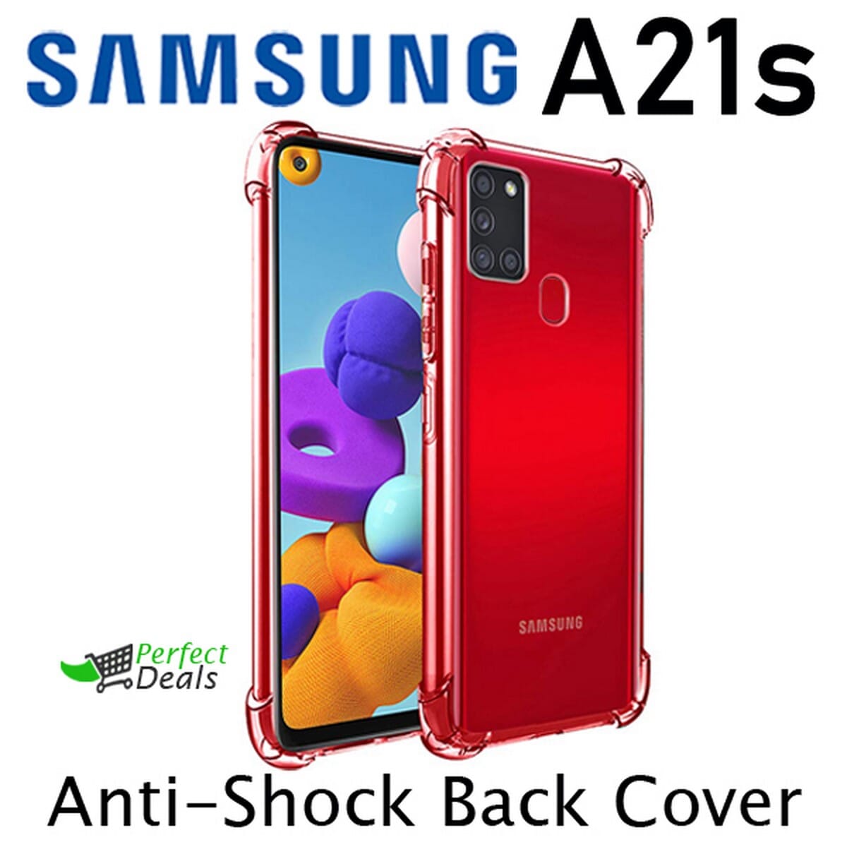 AntiShock Clear Back Cover Soft Silicone TPU Bumper case for Samsung A21s