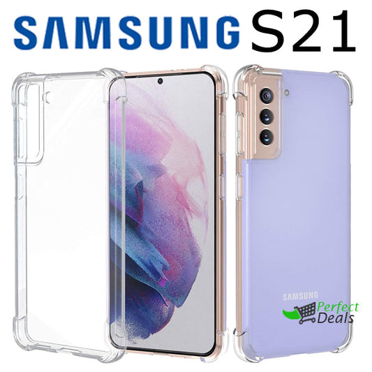 AntiShock Clear Back Cover Soft Silicone TPU Bumper case for Samsung S21