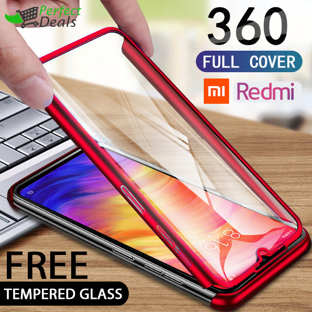 360° Case Cover for with a Free Screen Protector Tempered Glass for Xiaomi Mi POCO