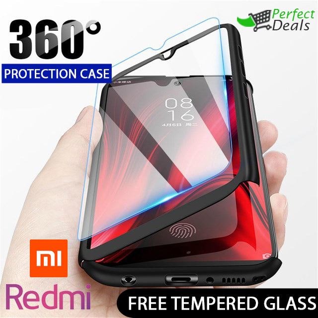 360° Case Cover for with a Free Screen Protector Tempered Glass for Xiaomi Mi POCO