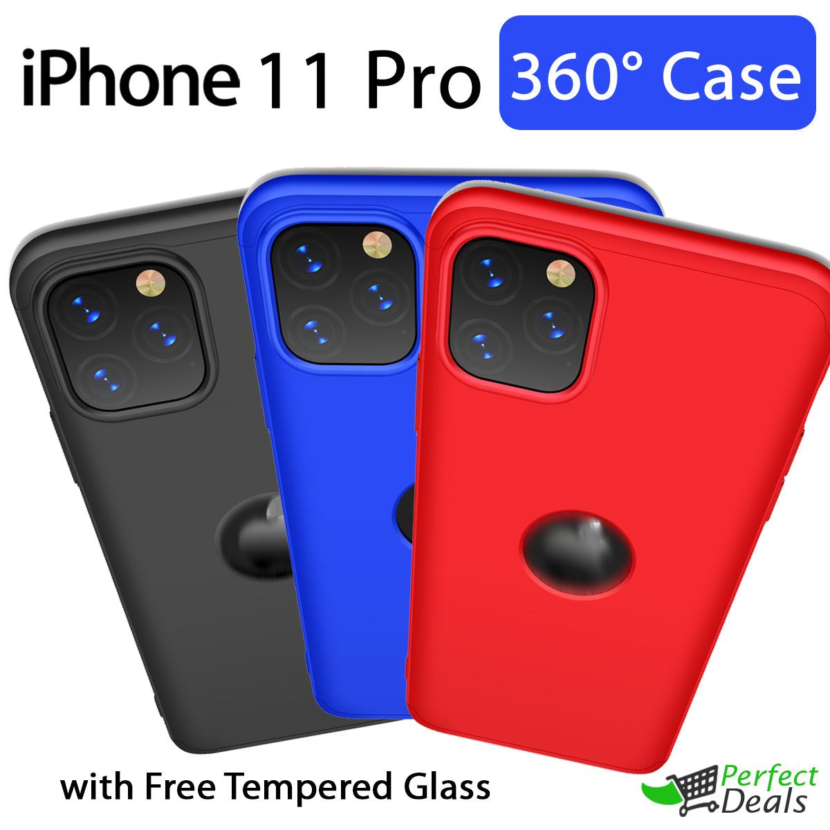 360° Case Cover for with a Free Screen Protector Tempered Glass for apple iPhone