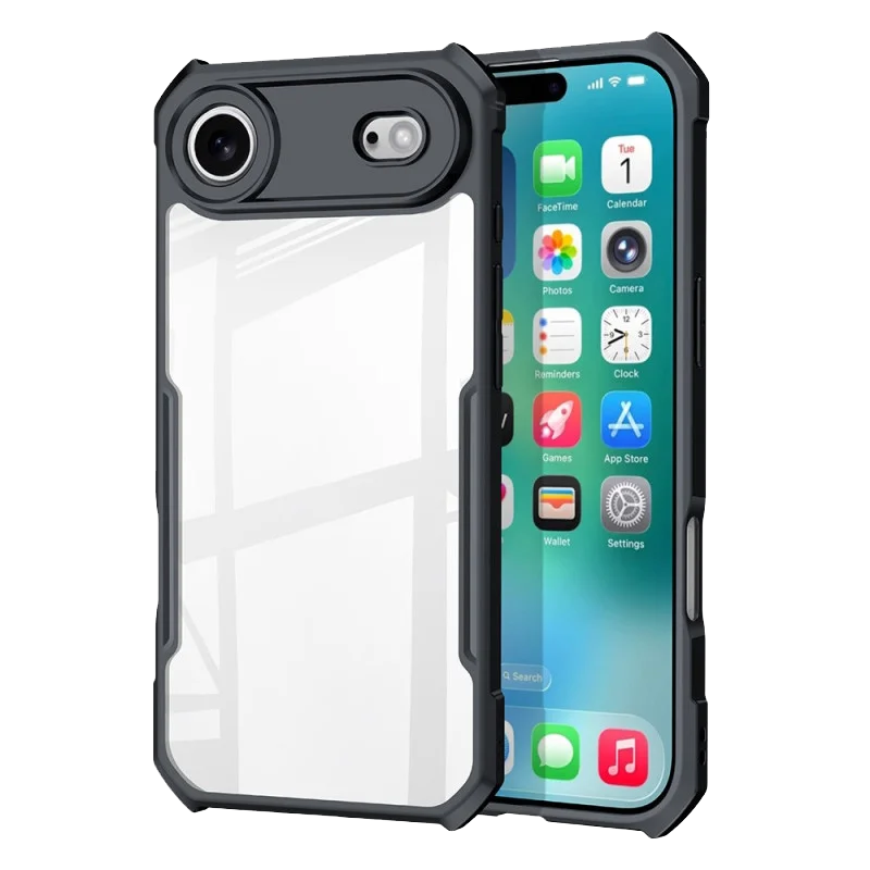 iPhone 17 Air Shockproof Matte Black Border Aly Camera lens Protection back cover Case