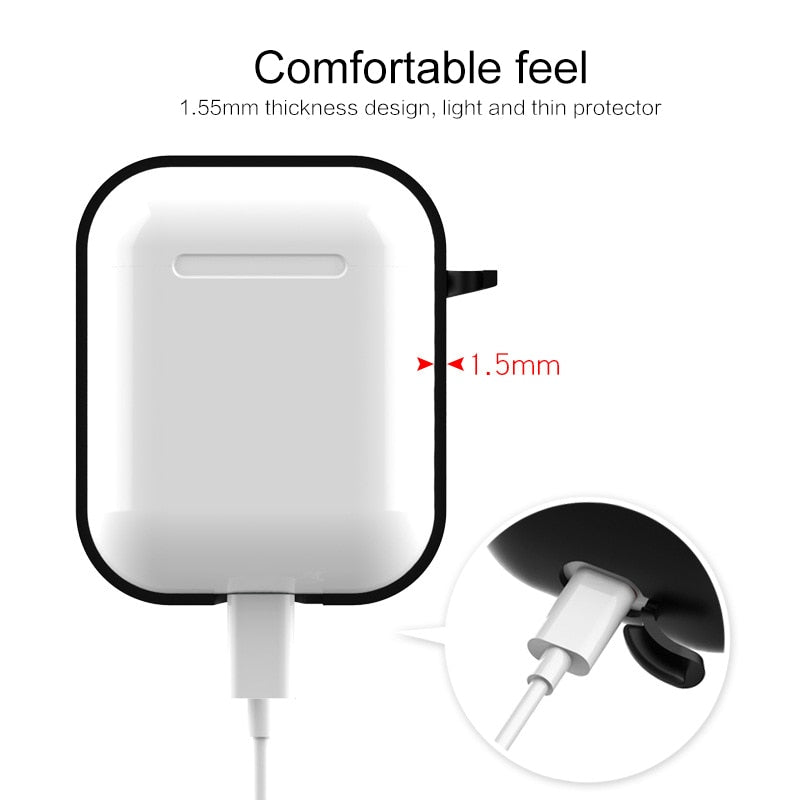 Soft Silicone apple Airpod case with Clip Metal Hanger