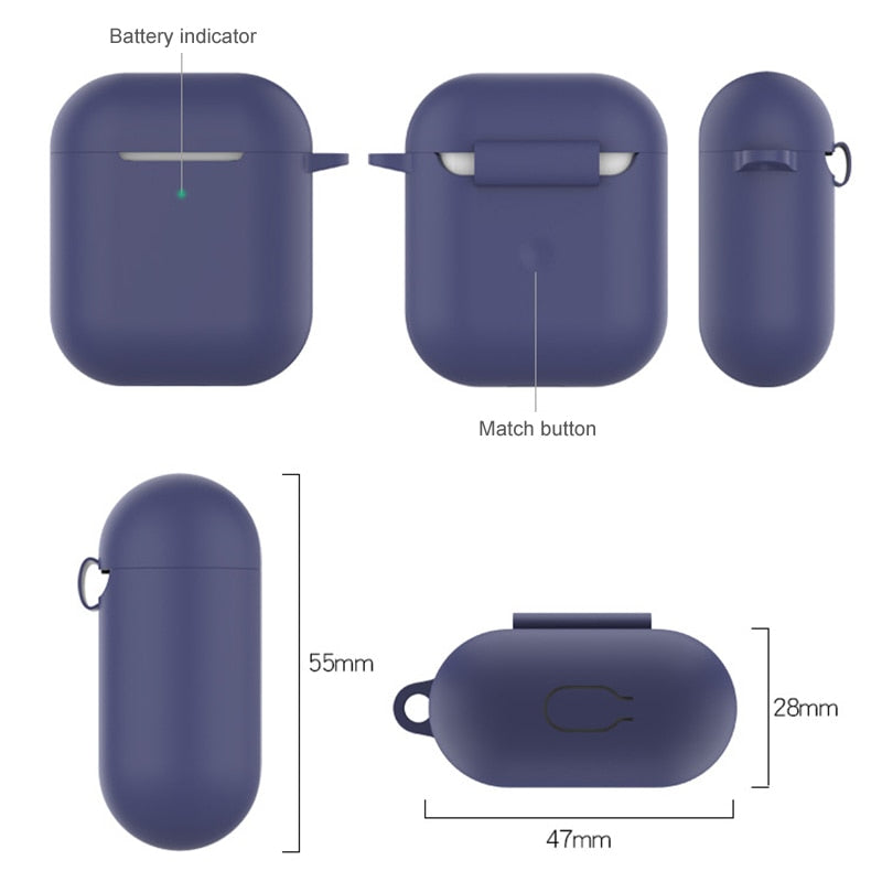 Soft Silicone apple Airpod case with Clip Metal Hanger