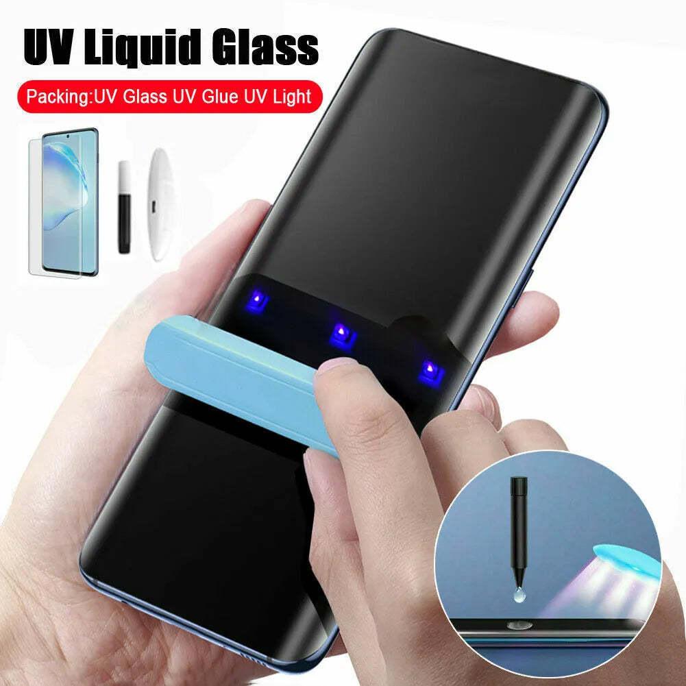 Pack of UV Glue Full Screen Protector Tempered Glass + Carbon Back Sticker and Camera Lens Protection for Samsung S23 Plus