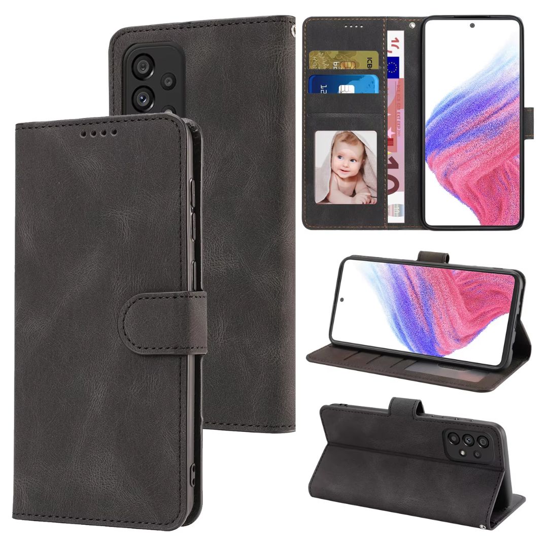 Samsung A52 Leather Pouch Case Premium Leather texture full cover