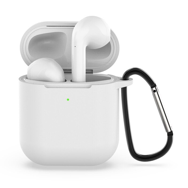 Soft Silicone apple Airpod case with Clip Metal Hanger