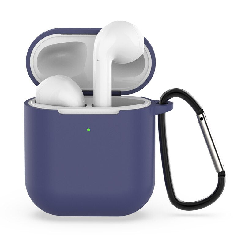 Soft Silicone apple Airpod case with Clip Metal Hanger