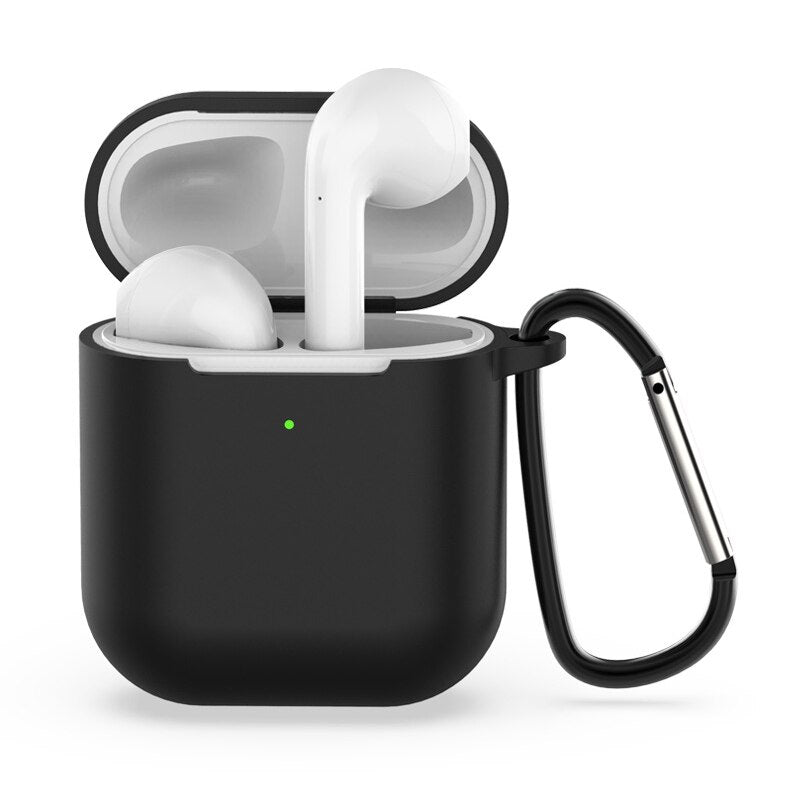 Soft Silicone apple Airpod case with Clip Metal Hanger