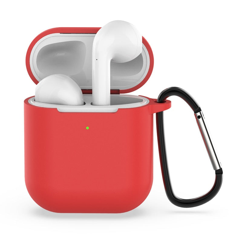 Soft Silicone apple Airpod case with Clip Metal Hanger