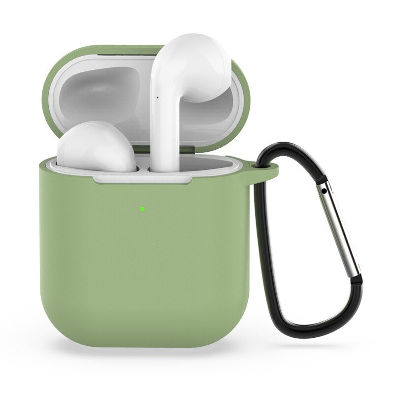 Soft Silicone apple Airpod case with Clip Metal Hanger